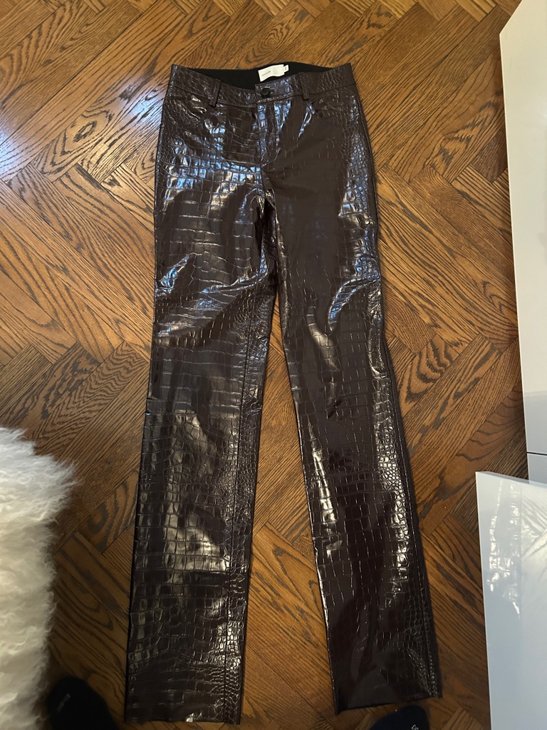 Cultnaked Croc-Embossed Patent Leather Look Pants In Maroon